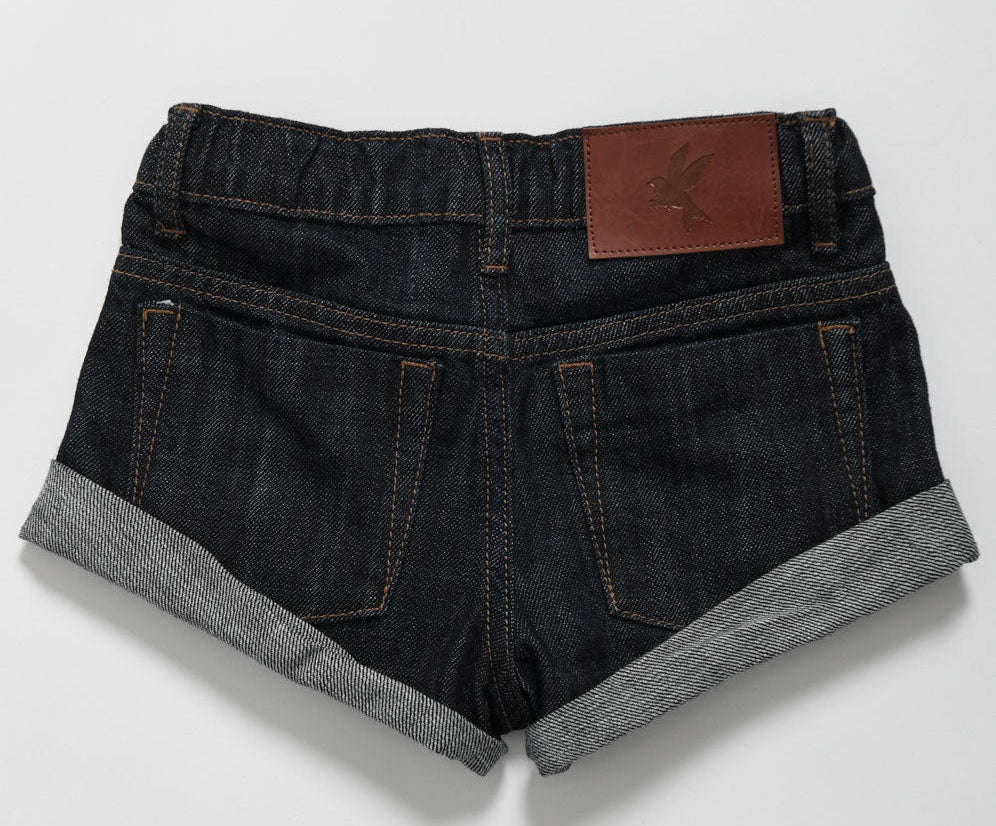 Kids Bandits Low Waist Organic Denim Shorts - Raw Indigo
