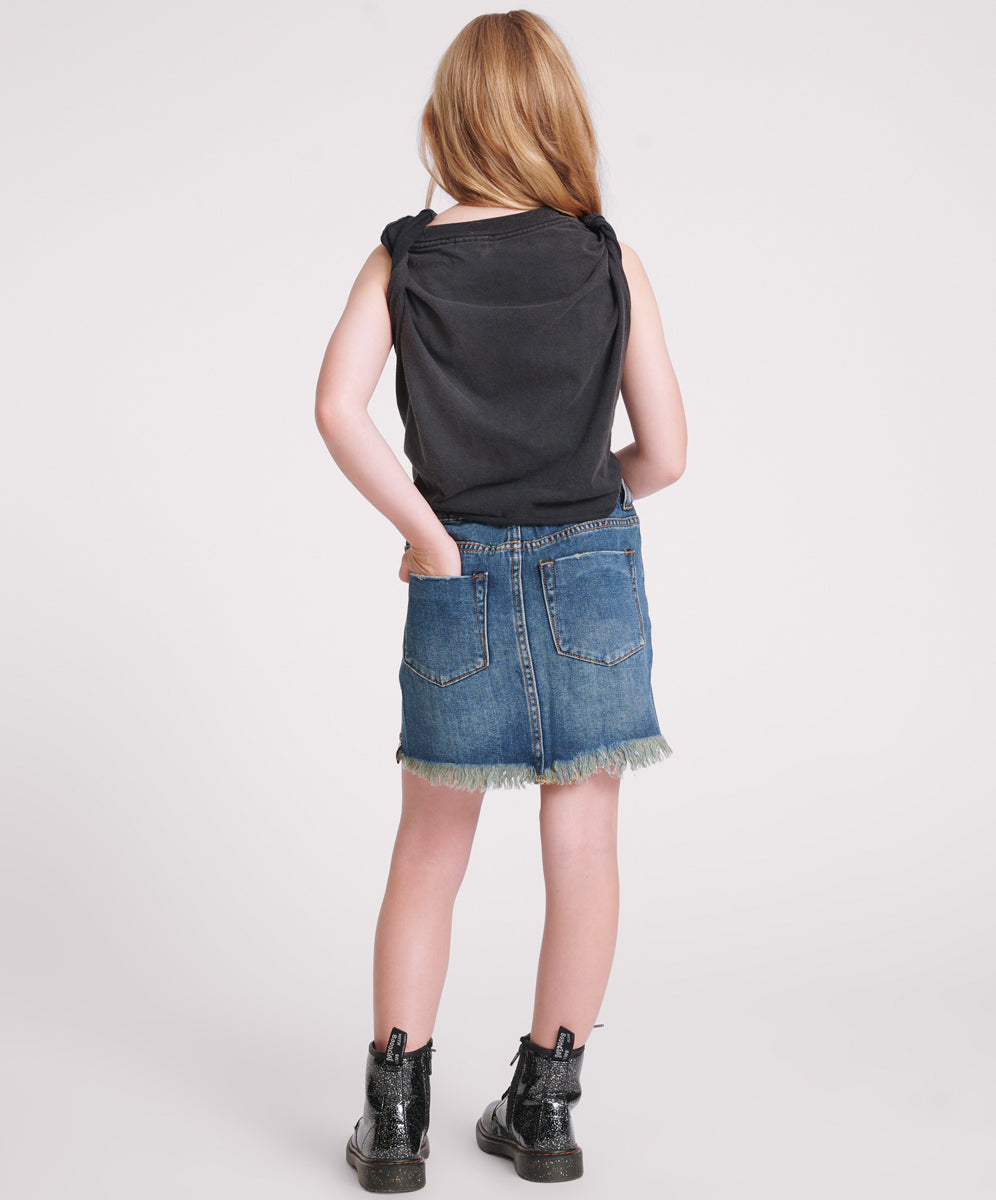 Rodeo Blue Denim Shorts 2020 High Waist Mini Denim Skirt - Dirty Indigo