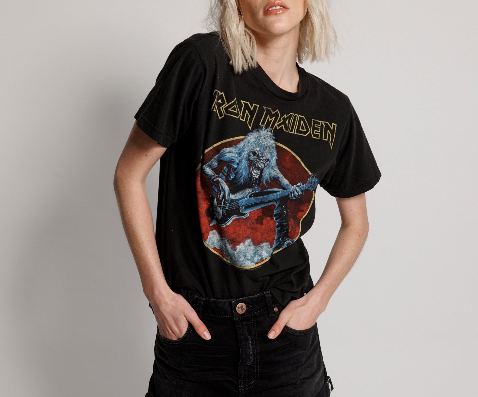 Bandits High Waist Denim Shorts - Worn Raven Black