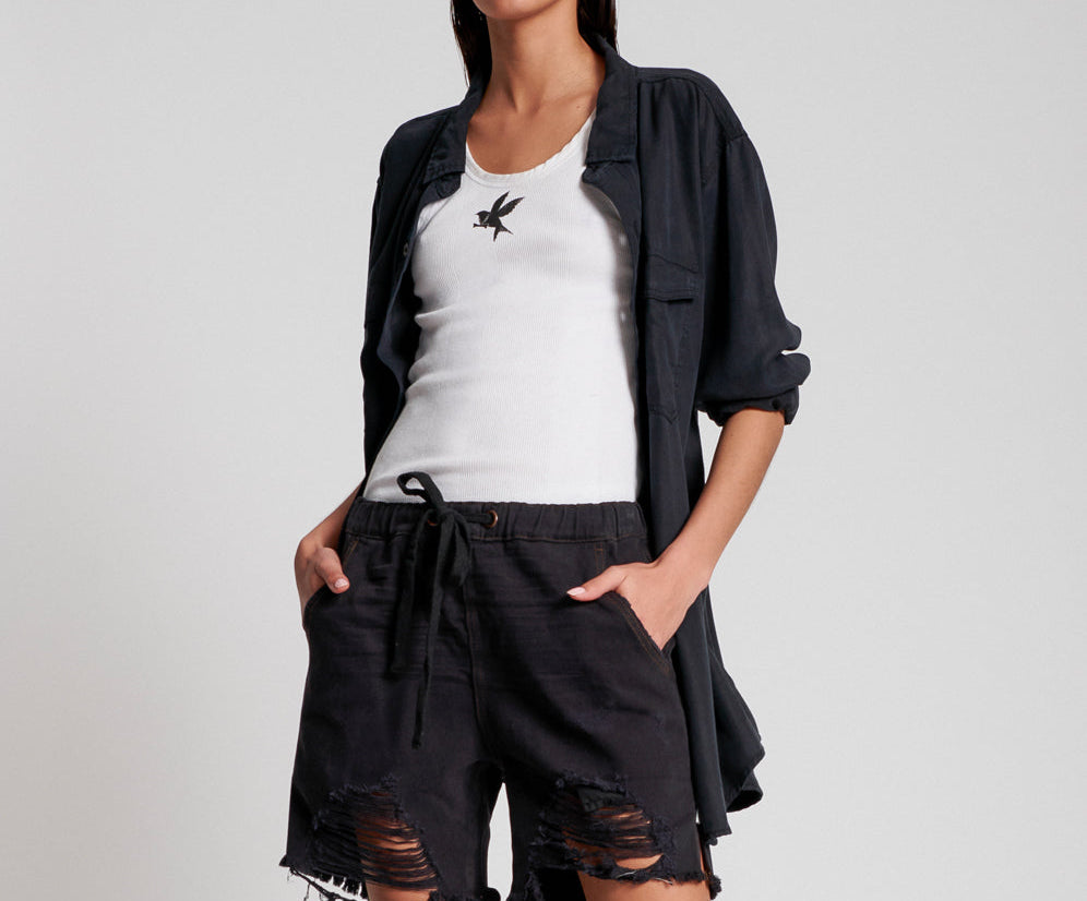 VULTURE SHABBIES DRAWSTRING MID LENGTH BOYFRIEND SHORTS