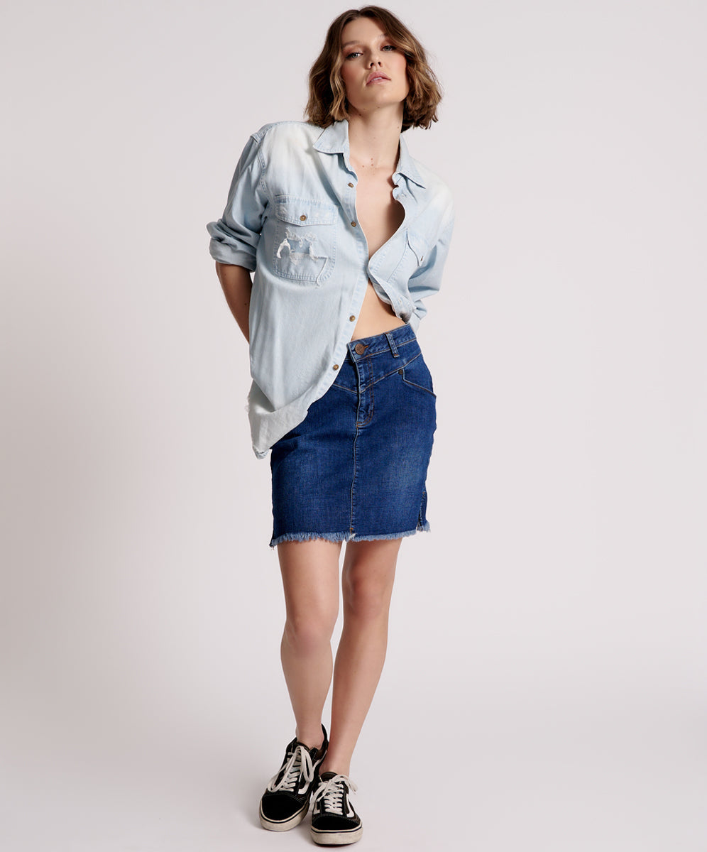 Products Preacher High Waist Stretch Denim Skirt - Alabama