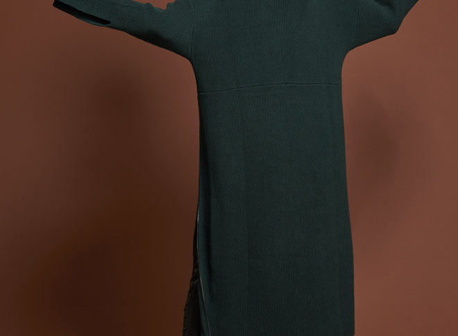 BOTTLE GREEN STUDIO ZIP KNIT DRESS