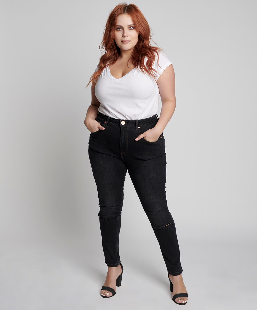 Products Freebirds Super High Waist Rigid Skinny Denim Jeans - Faded Black