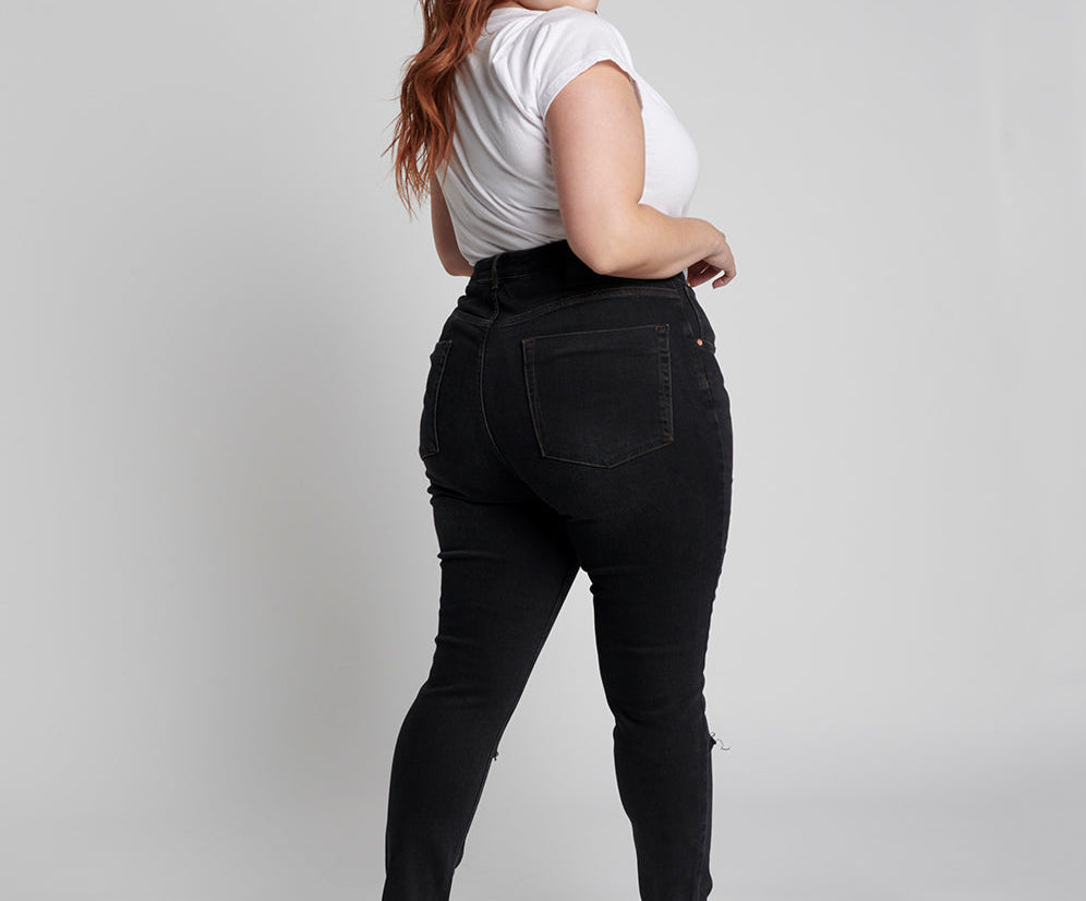 Freebirds Super High Waist Rigid Skinny Denim Jeans - Faded Black