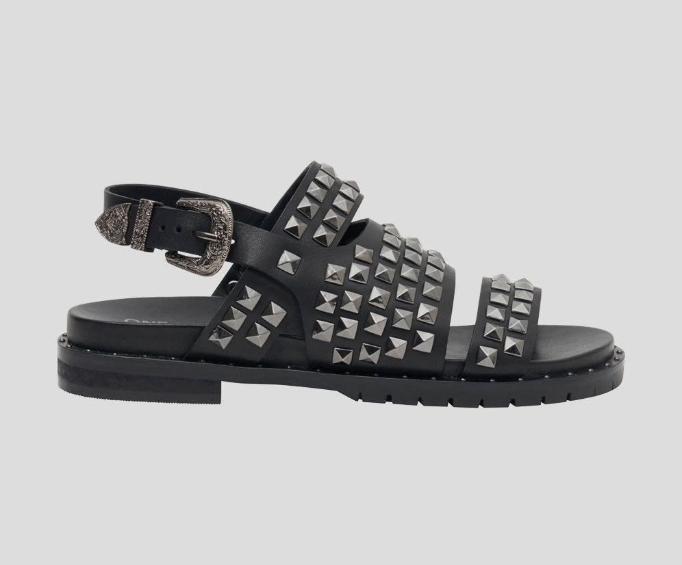Studded Vivienne Slides - Black Metal