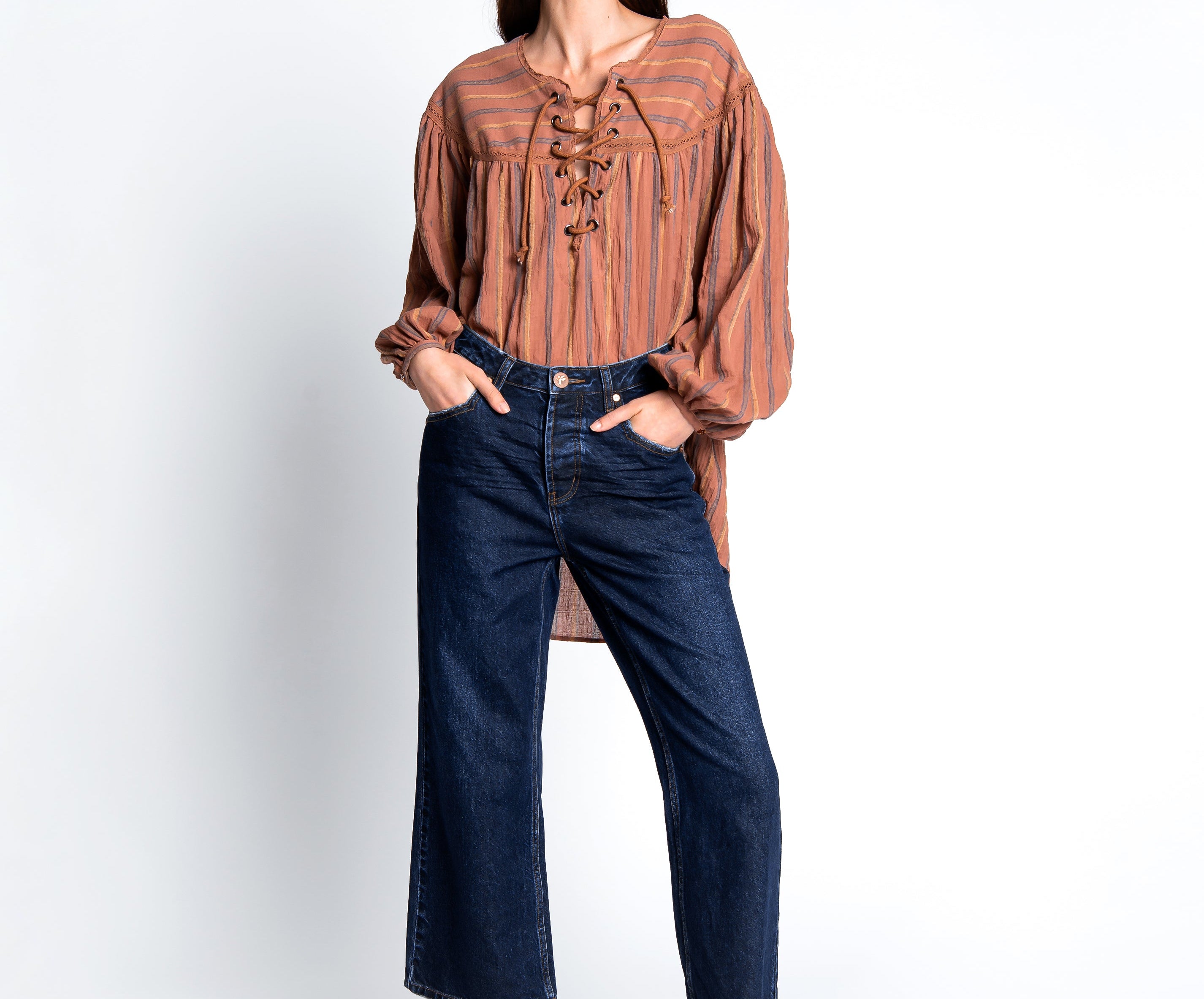 VIRGIN BLUE LIBERTINES HIGH WAIST CROPPED WIDE LEG