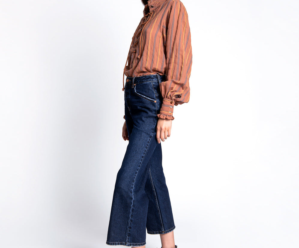 VIRGIN BLUE LIBERTINES HIGH WAIST CROPPED WIDE LEG