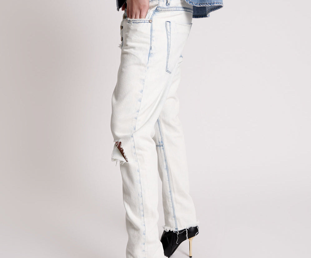 Saints Low Waist Boyfriend Denim Jeans - Florence