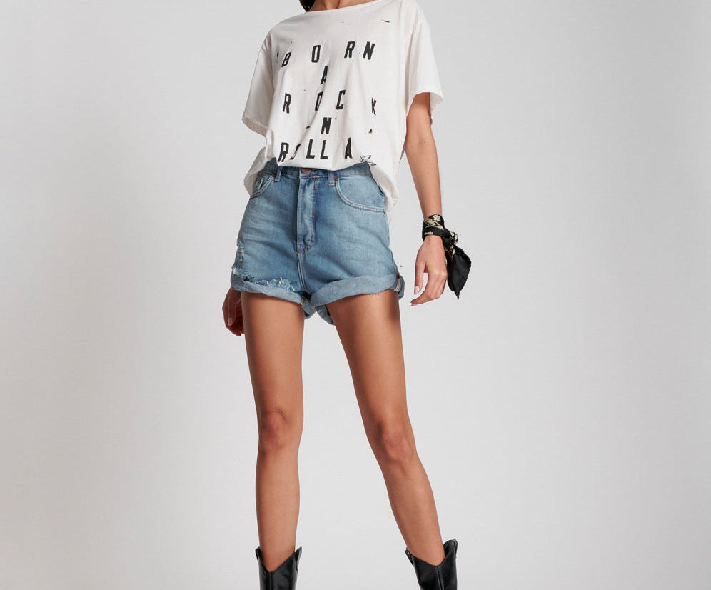 Bandits High Waist Denim Shorts - Pacifica Blue