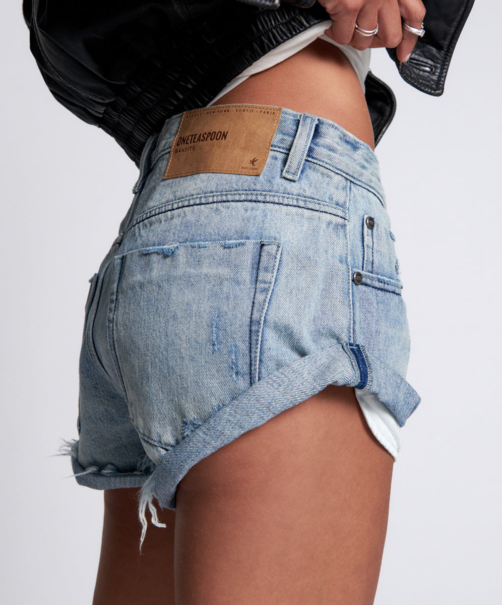 Bandits Low Waist Denim Shorts Salty Dog Blue