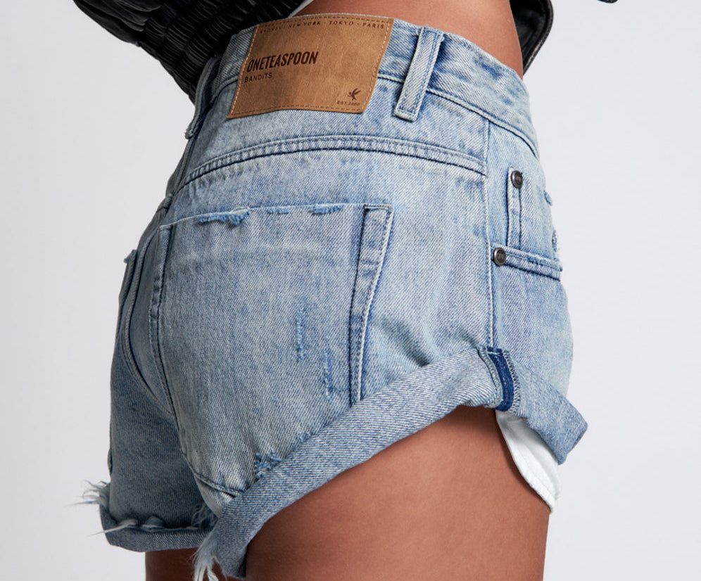 Bandits Low Waist Denim Shorts - Archived Salty Dog Blue