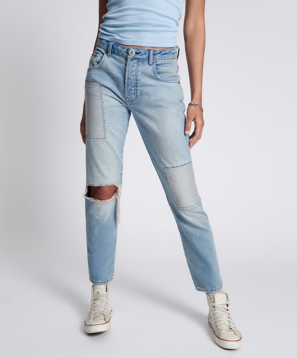 Sale Truckers Mid Waist Straight Leg Denim Jeans - Federal