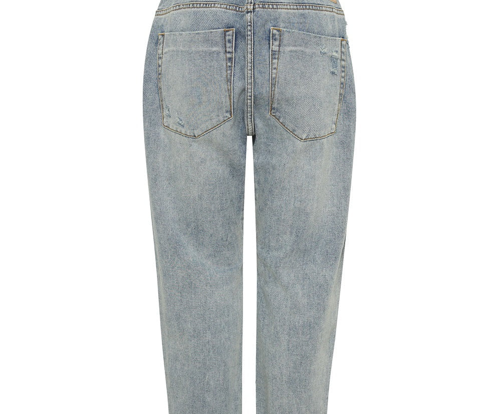 Shabbies Low Waist Drawstring Boyfriend Denim Jeans - Montana
