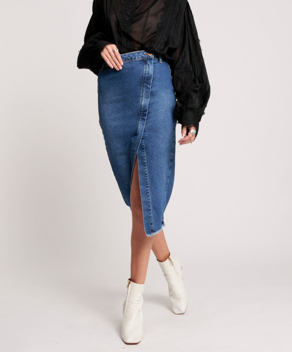 Products SOHO BLUE SOCIETY LONG LENGTH SKIRT