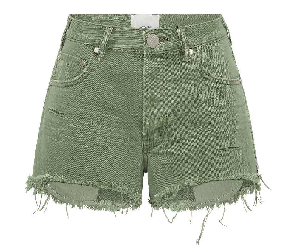Bonitas High Waist Denim Shorts - Super Khaki