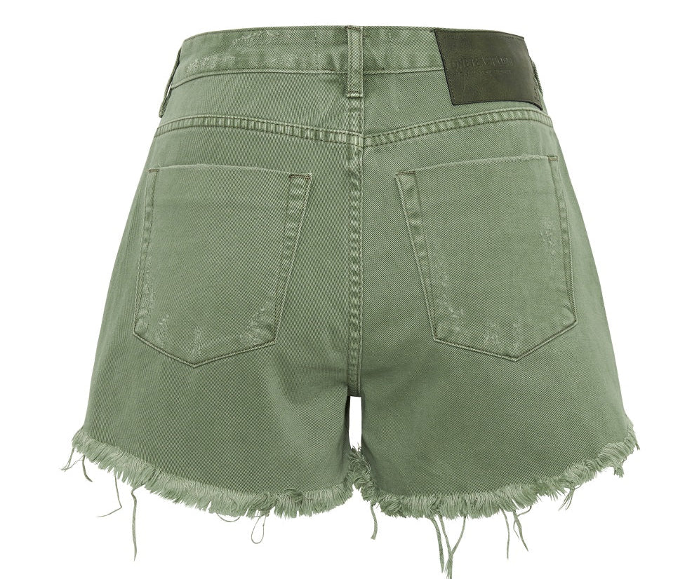 Bonitas High Waist Denim Shorts - Super Khaki