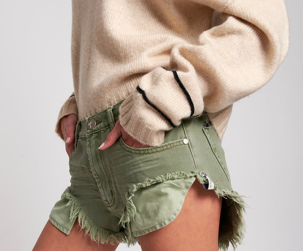 Rollers Low Waist Denim Shorts - Super Khaki