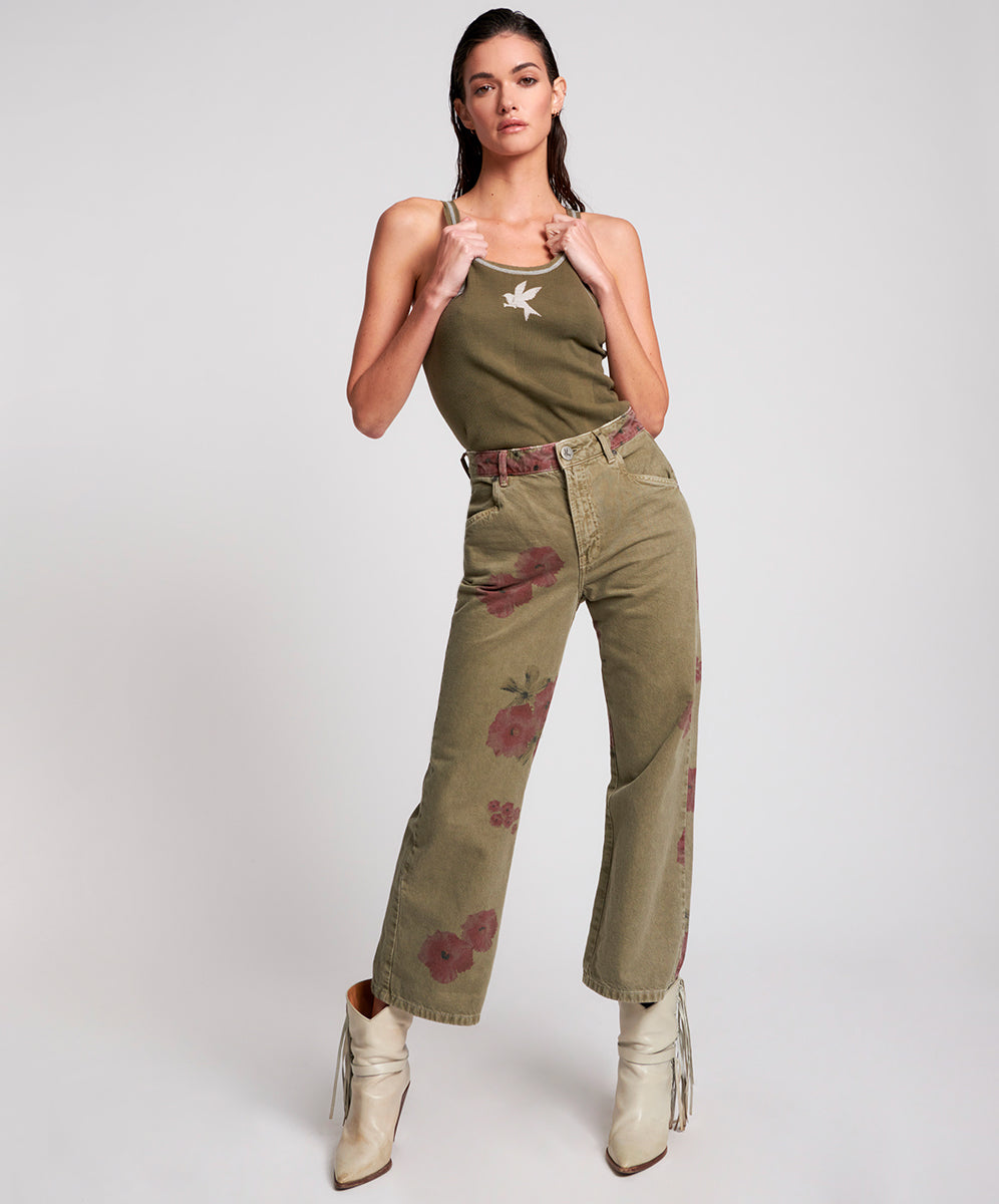 ☆NERDY☆ Women's Denim Mix Track Top Khaki Kacey Overalls Khaki curated on LTK