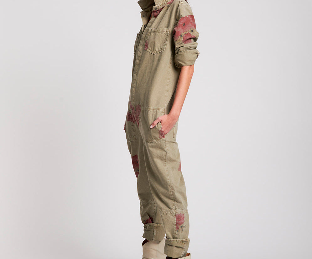 KHAKI HIBISCUS PARADISE OVERALL