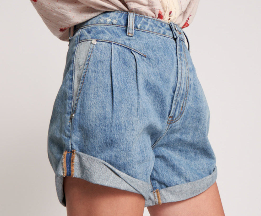 Streetwalkers High Waist 80s Fit Denim Shorts - Venice Blue