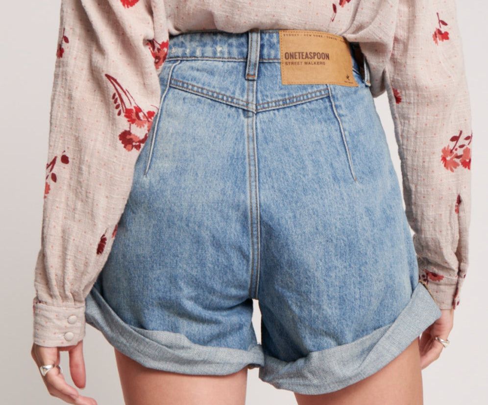 Streetwalkers High Waist 80s Fit Denim Shorts - Venice Blue