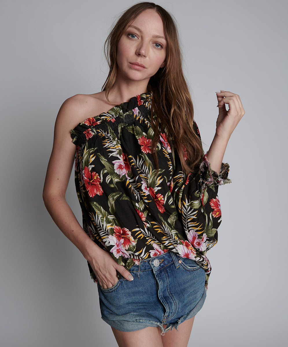 Products NIGHT FLOWER HAWAIIAN ONE SHOULDER TOP