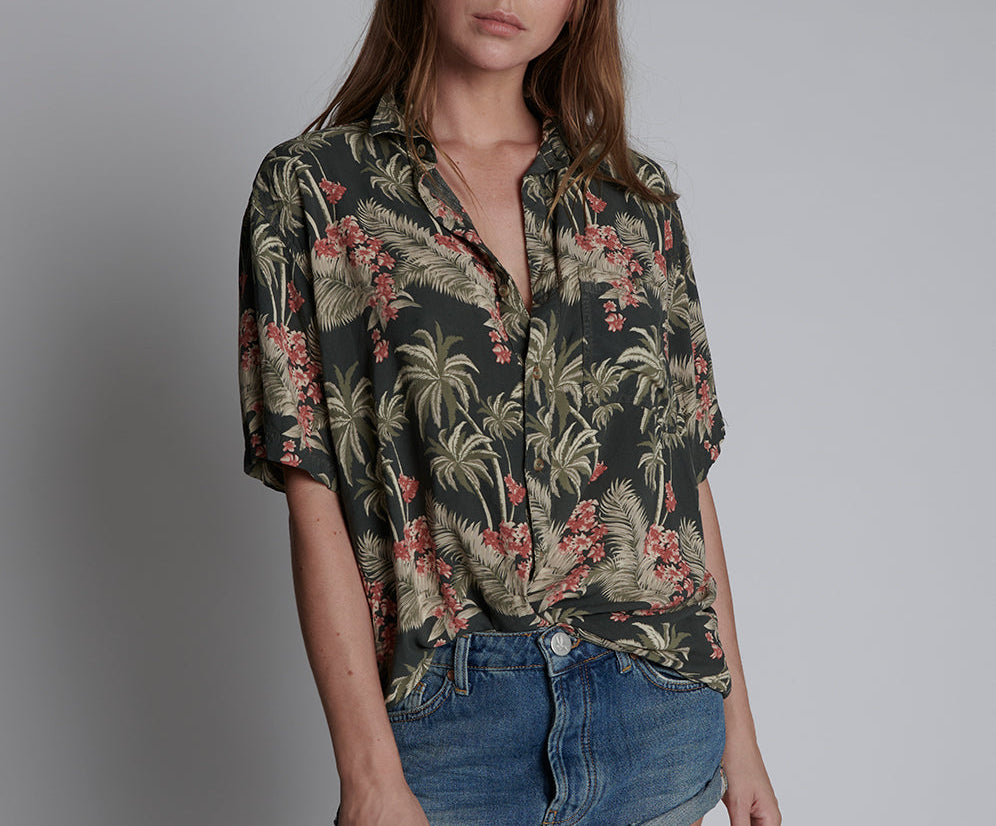 KHAKI PALM HAWAIIAN SHIRT