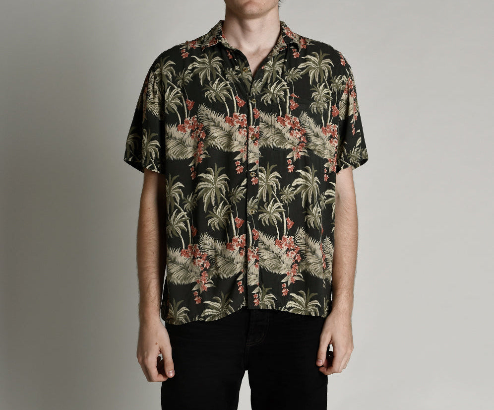 KHAKI PALM HAWAIIAN SHIRT