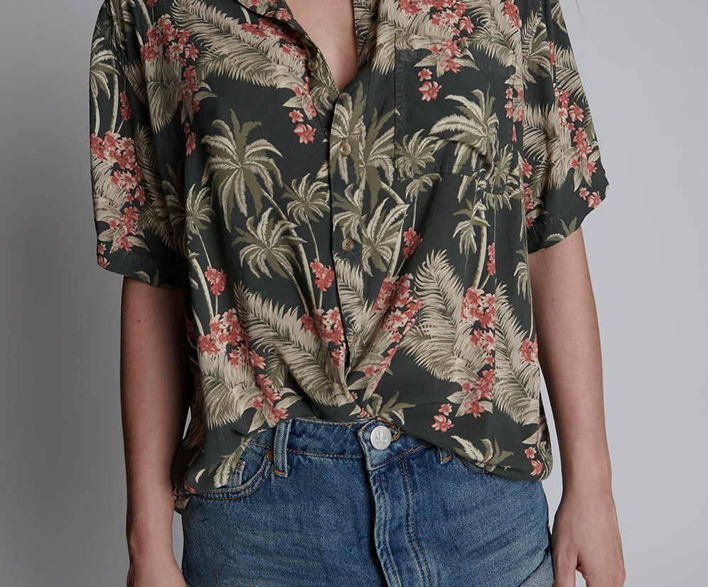 KHAKI PALM HAWAIIAN SHIRT