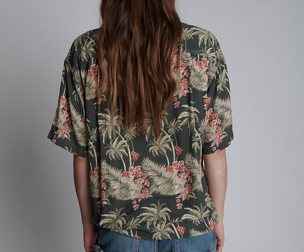 KHAKI PALM HAWAIIAN SHIRT