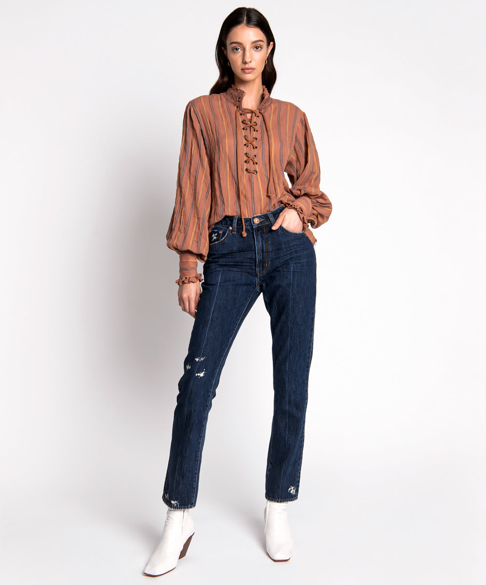 Awesome Baggies Jeans Awesome Baggies High Waist Straight Leg Denim Jeans - Virgin Blue