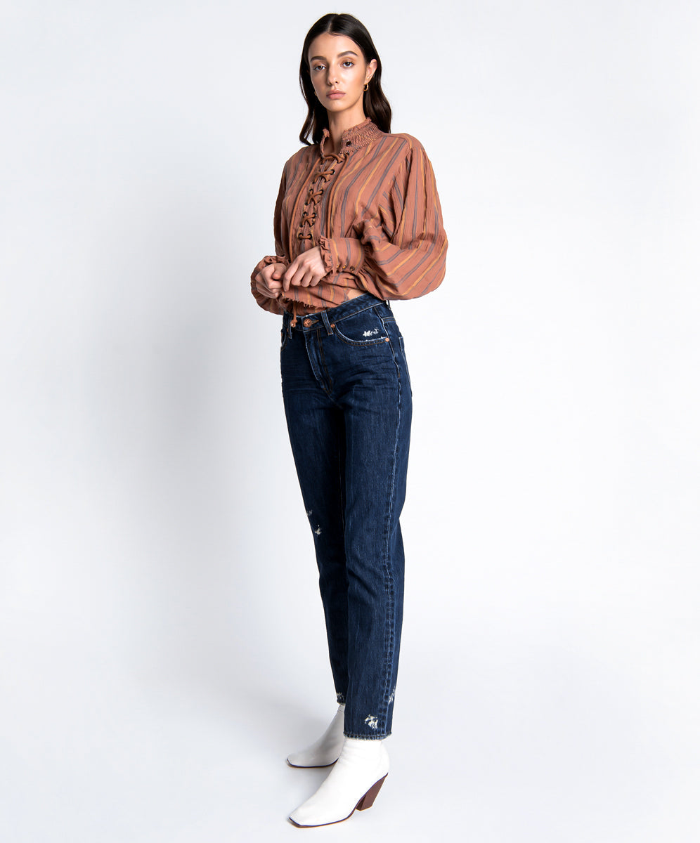 Awesome Baggies Jeans Awesome Baggies High Waist Straight Leg Denim Jeans - Virgin Blue