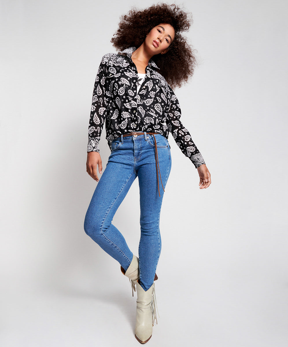Products Freebirds High Waist Rigid Skinny Denim Jeans - Miami Blue