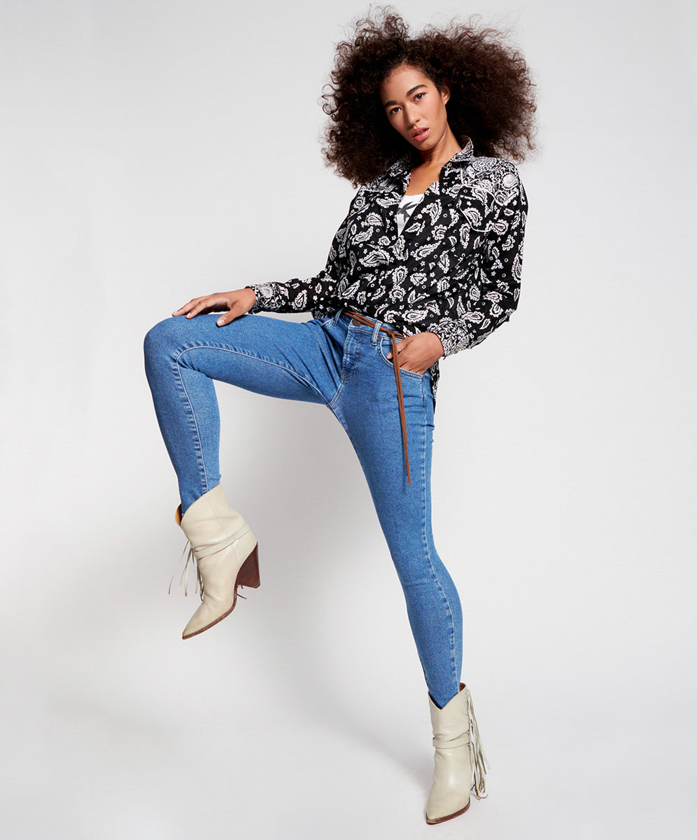 Products Freebirds High Waist Rigid Skinny Denim Jeans - Miami Blue