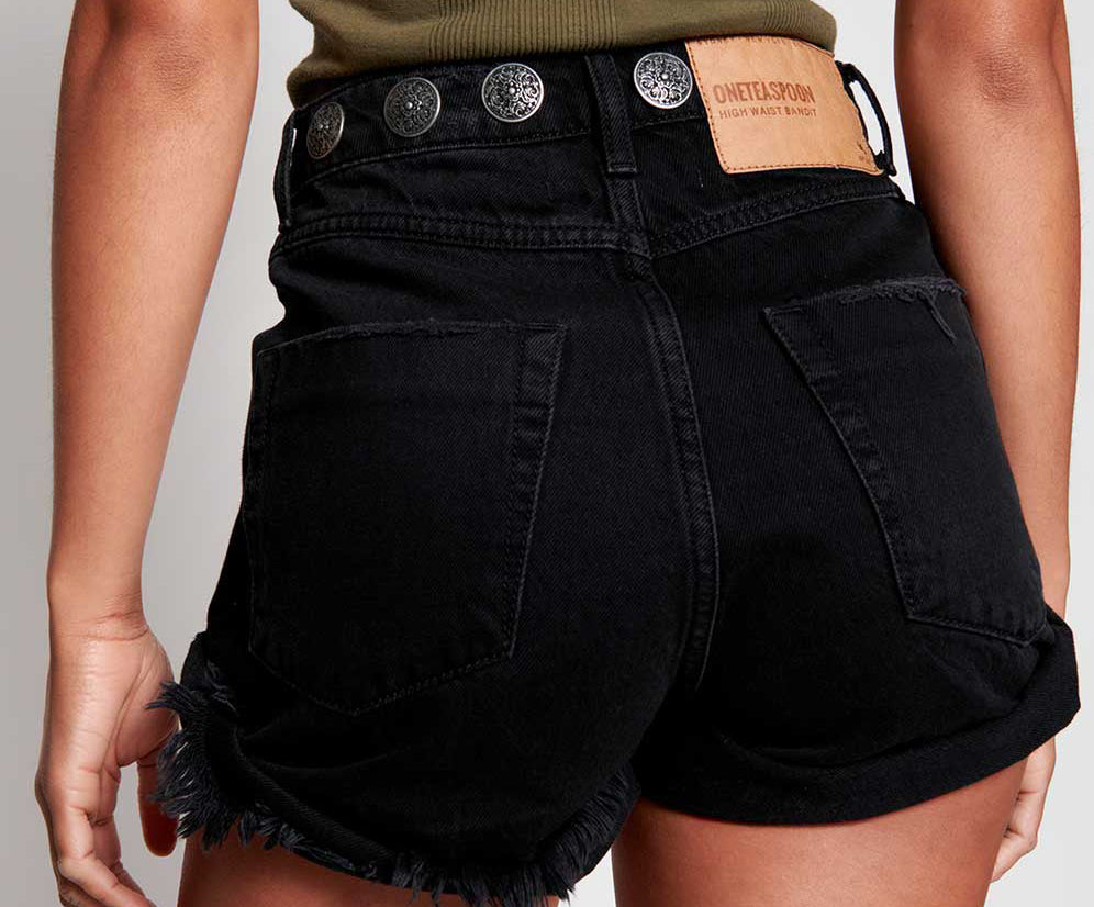 Bandits High Waist Studded Denim Shorts - Black