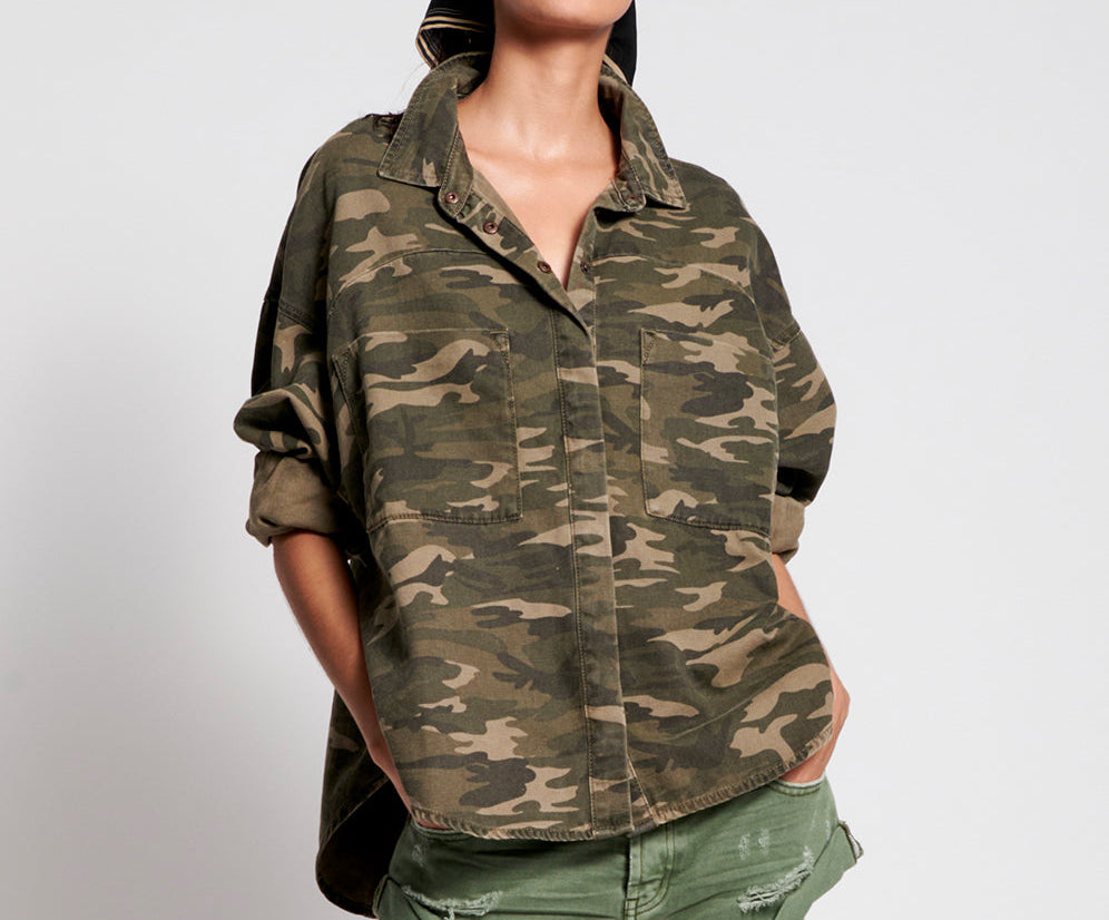 CAMO LONG SLEEVE DARIA SHIRT