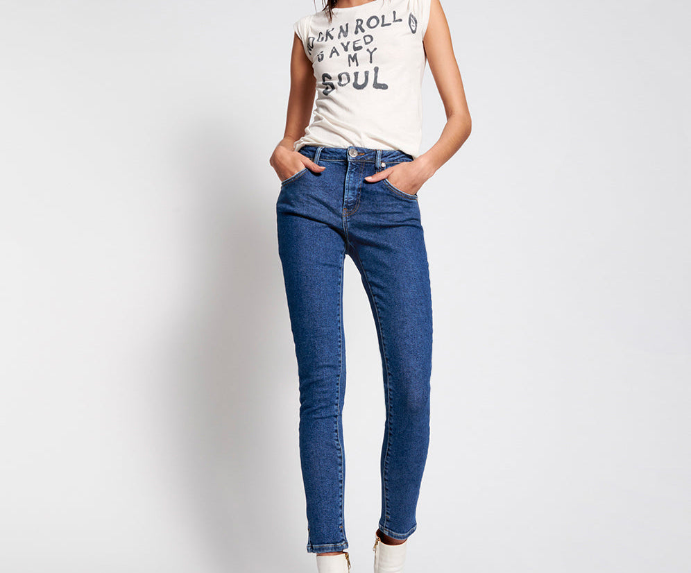 Freebirds High Waist Rigid Skinny Denim Jeans - Soho Blue