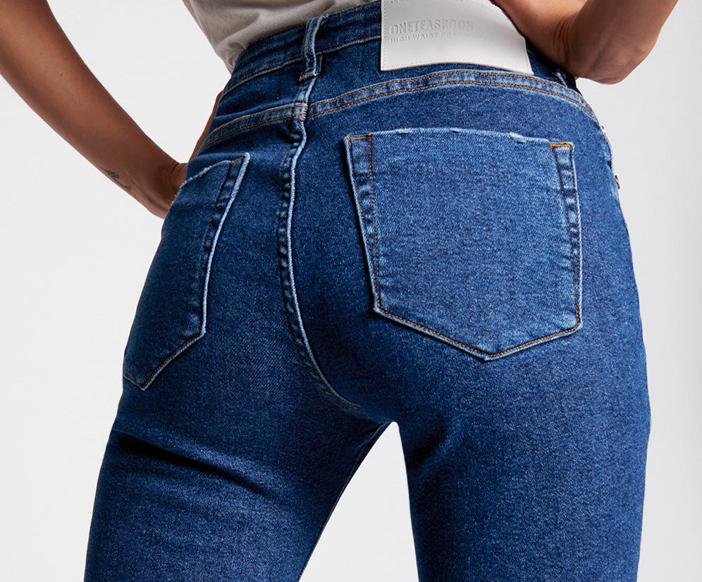 Freebirds High Waist Rigid Skinny Denim Jeans - Soho Blue