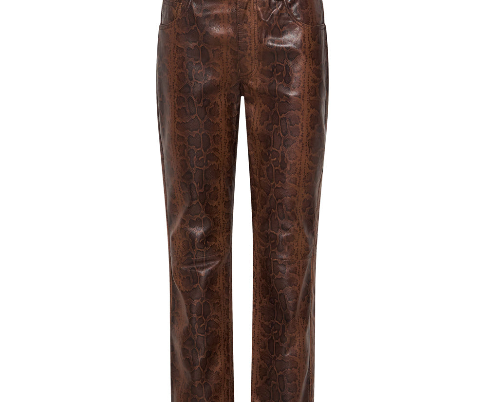 PYTHON LEATHER TRUCKER PANTS