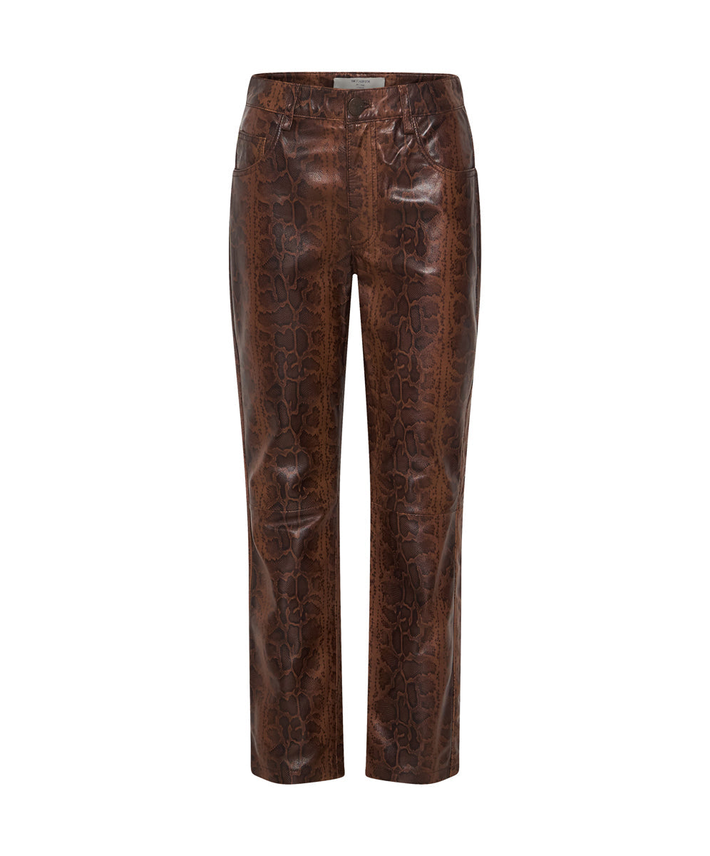 Products PYTHON LEATHER TRUCKER PANTS