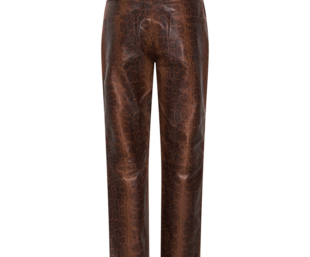 PYTHON LEATHER TRUCKER PANTS