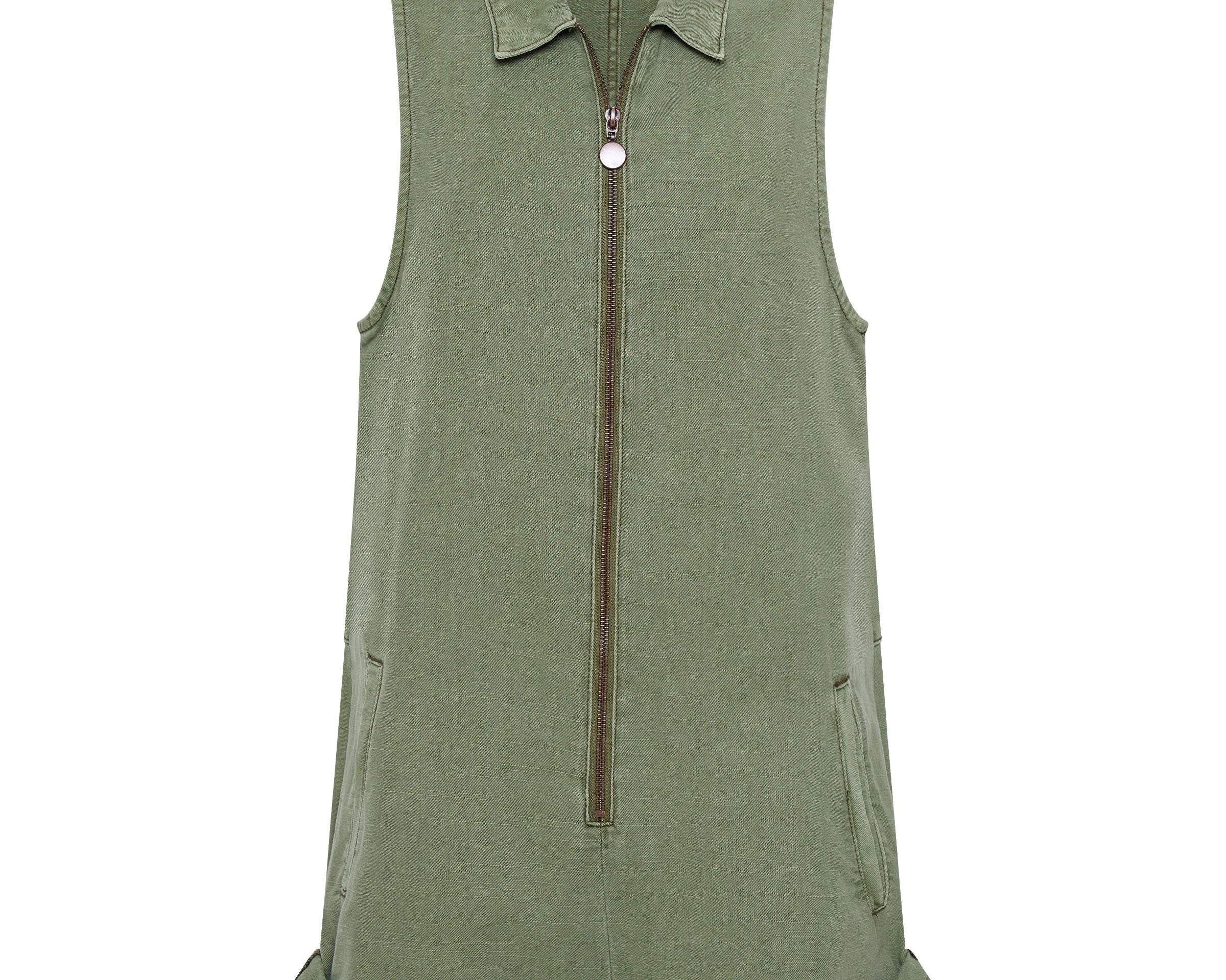 SUPER KHAKI MINI BRAXTON OVERALLS