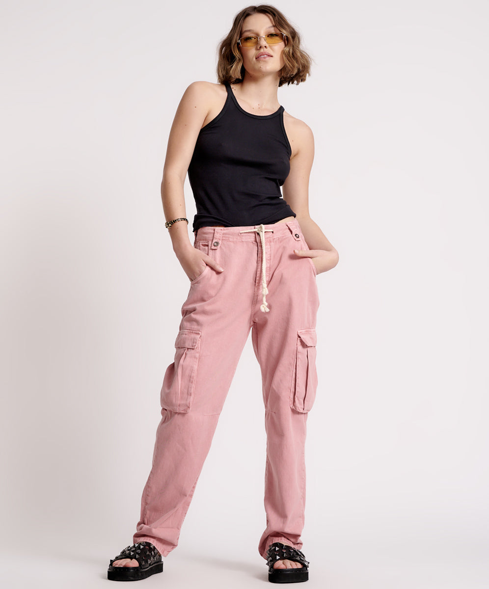 Sale Safari High Waist Relaxed Tapered Denim Jeans - Dirty Pink