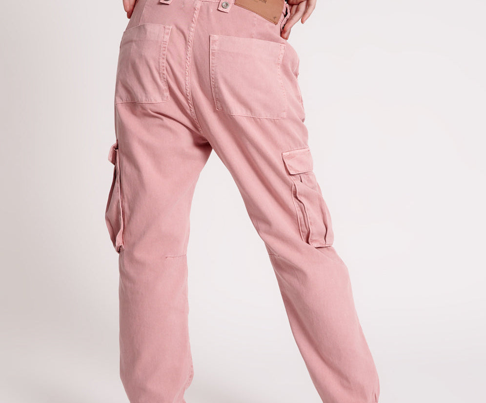 Safari High Waist Relaxed Tapered Denim Jeans - Dirty Pink