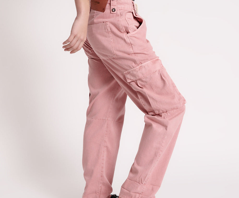Safari High Waist Relaxed Tapered Denim Jeans - Dirty Pink