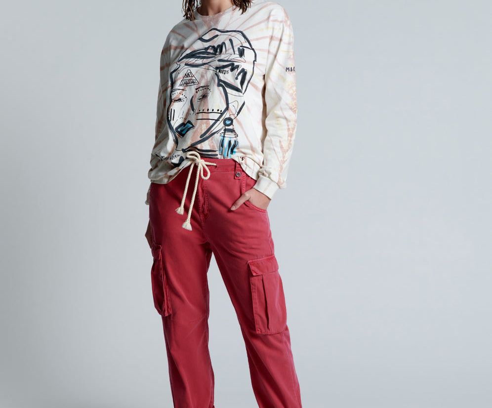 Safari High Waist Relaxed Tapered Denim Jeans - Red Envy