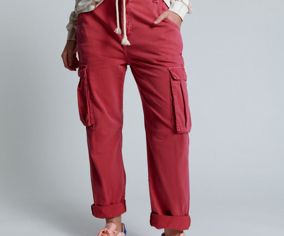 Safari High Waist Relaxed Tapered Denim Jeans - Red Envy
