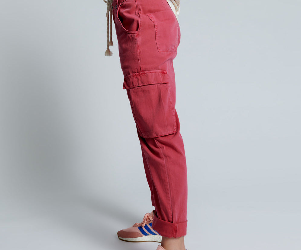 Safari High Waist Relaxed Tapered Denim Jeans - Red Envy