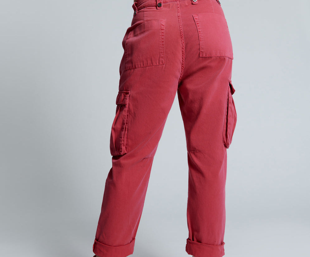 Safari High Waist Relaxed Tapered Denim Jeans - Red Envy