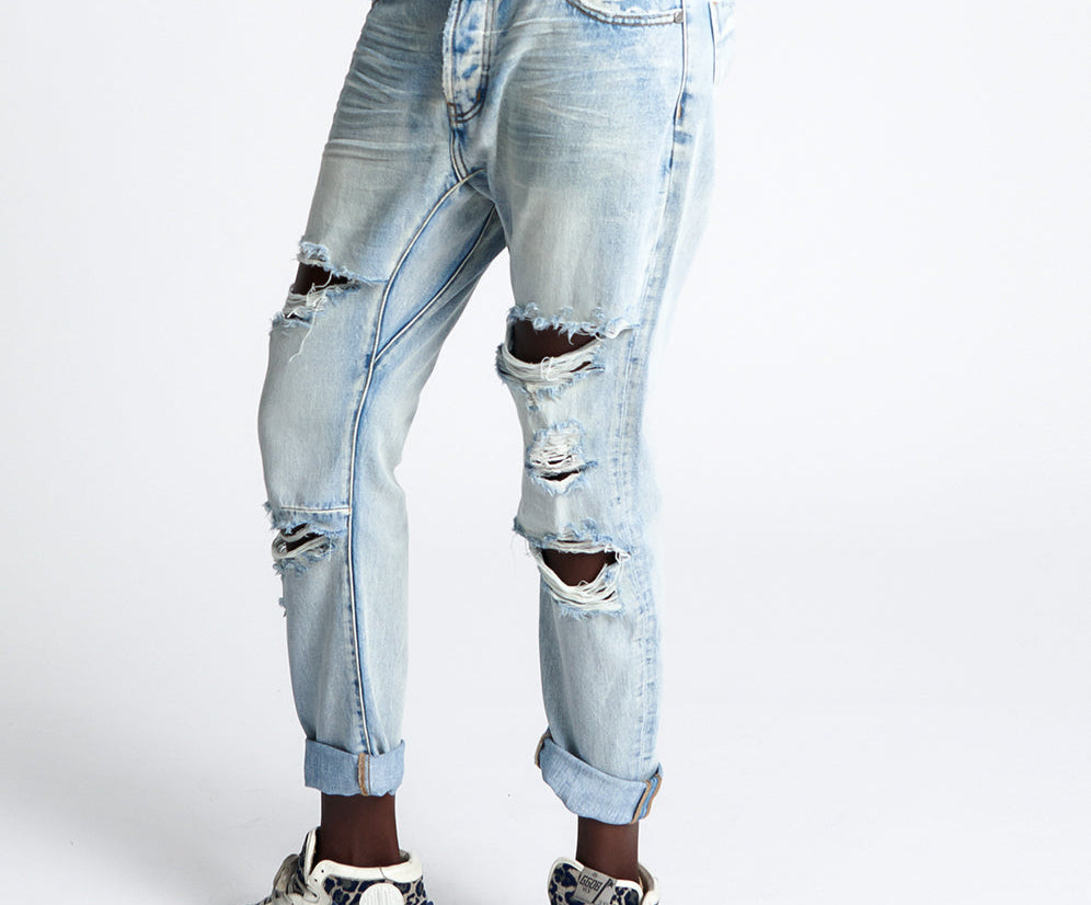 KANSAS BLUE TRASHED SAINTS BOYFRIEND JEANS